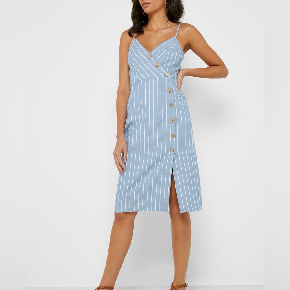 Blue Striped Button-Down Dress